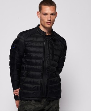 Superdry Commuter Quilted Biker Férfi Kabát Fekete | XCHZW2653